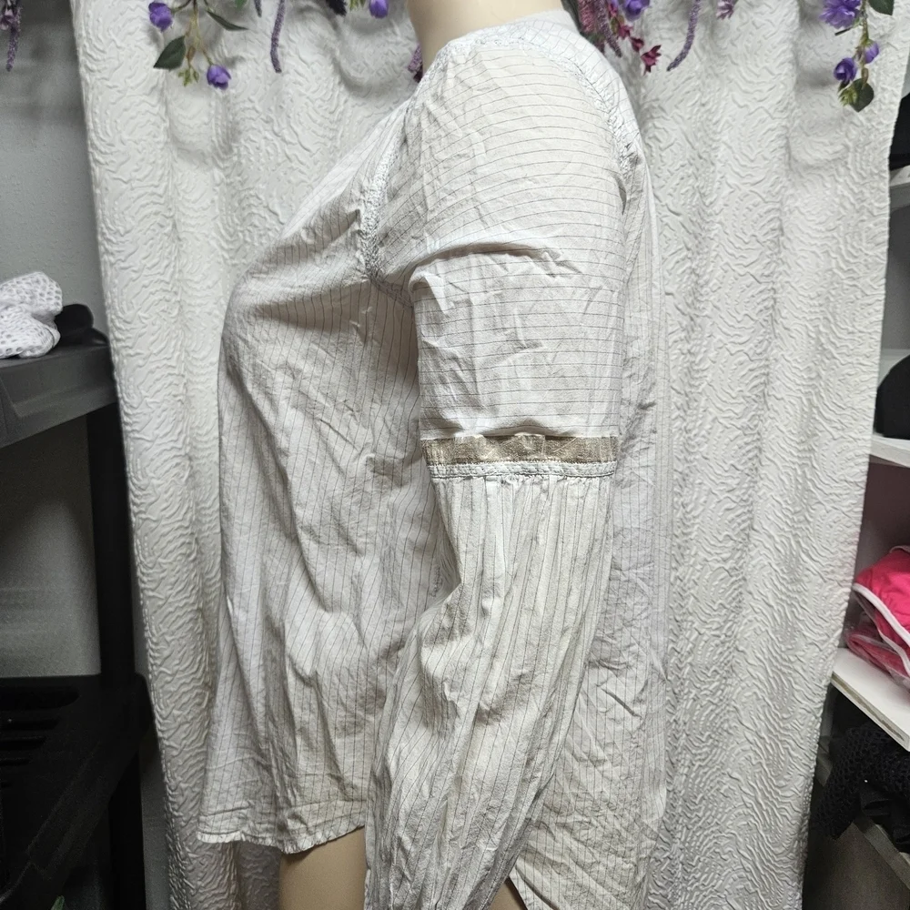 Free People Cream Long Sleeve Button Down Shirt